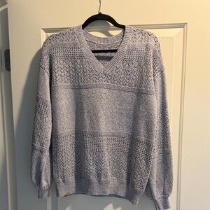 Men's Gray V-Neck Sweater